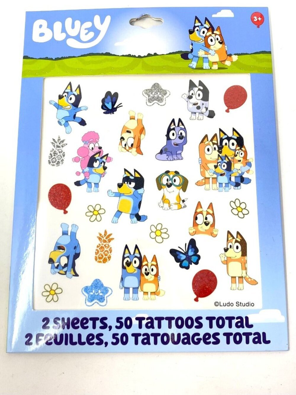 Bluey And Friends 50 Temporary Tattoos/ 2 Sheets Dress Up Pretend Play
